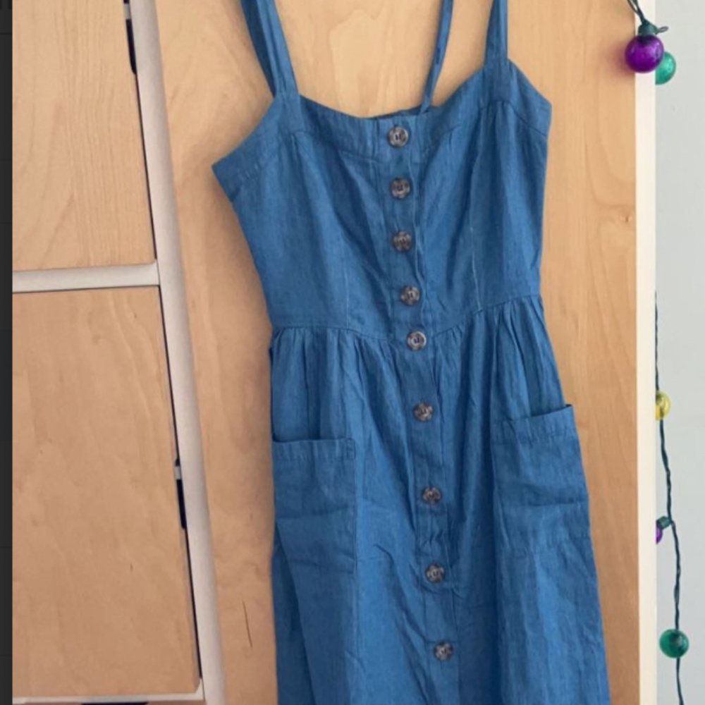 Long Chambray Button Up Dress